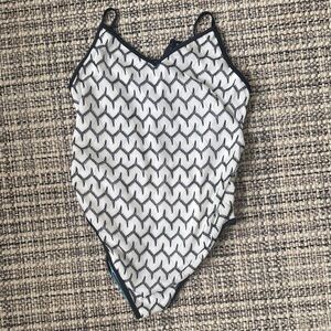 Topshop Black and White Patterned One-Piece Swimsuit